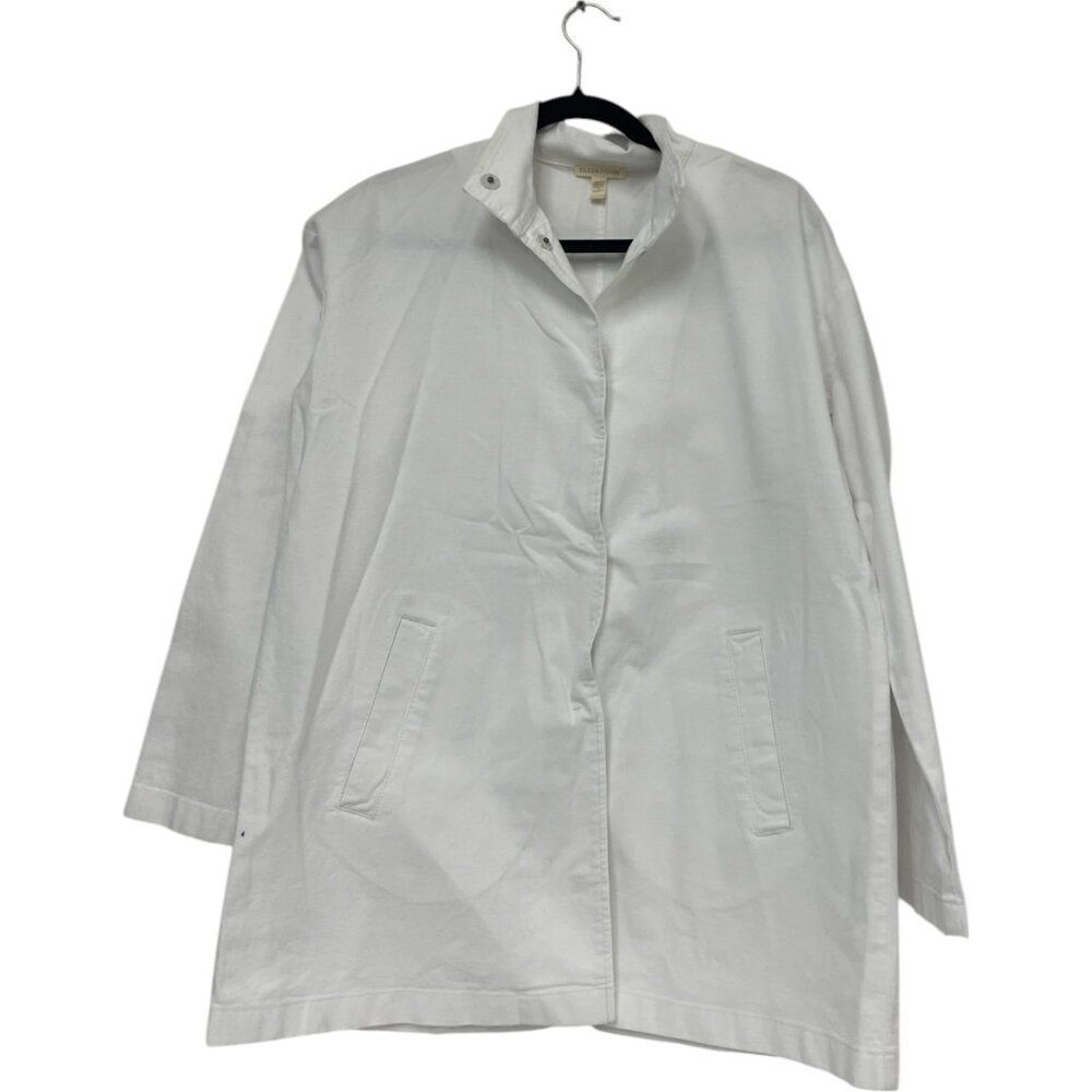Eileen Fisher Womens Blouse Shirt Top Oversized XXS White Organic Cotton
